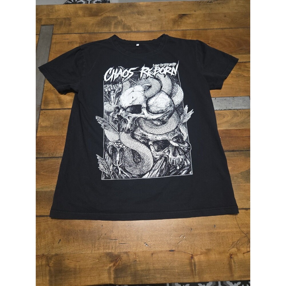 Chaos Reborn Saint Petersburg Shirt Skull Snake Russian Streetwear Tee Black L